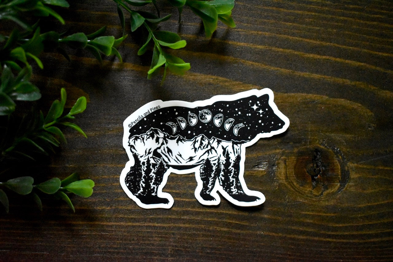 Moon Phases Bear Sticker