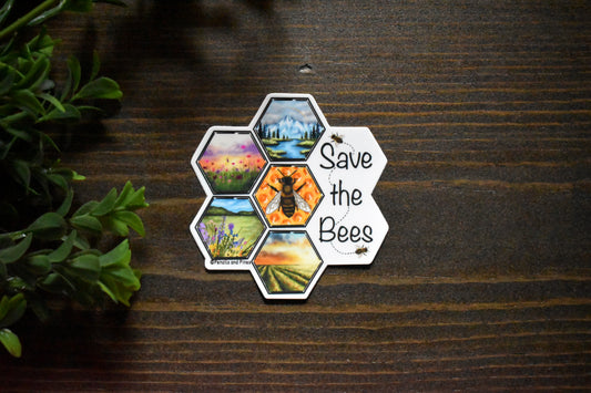 Save the Bees Honey Comb Sticker