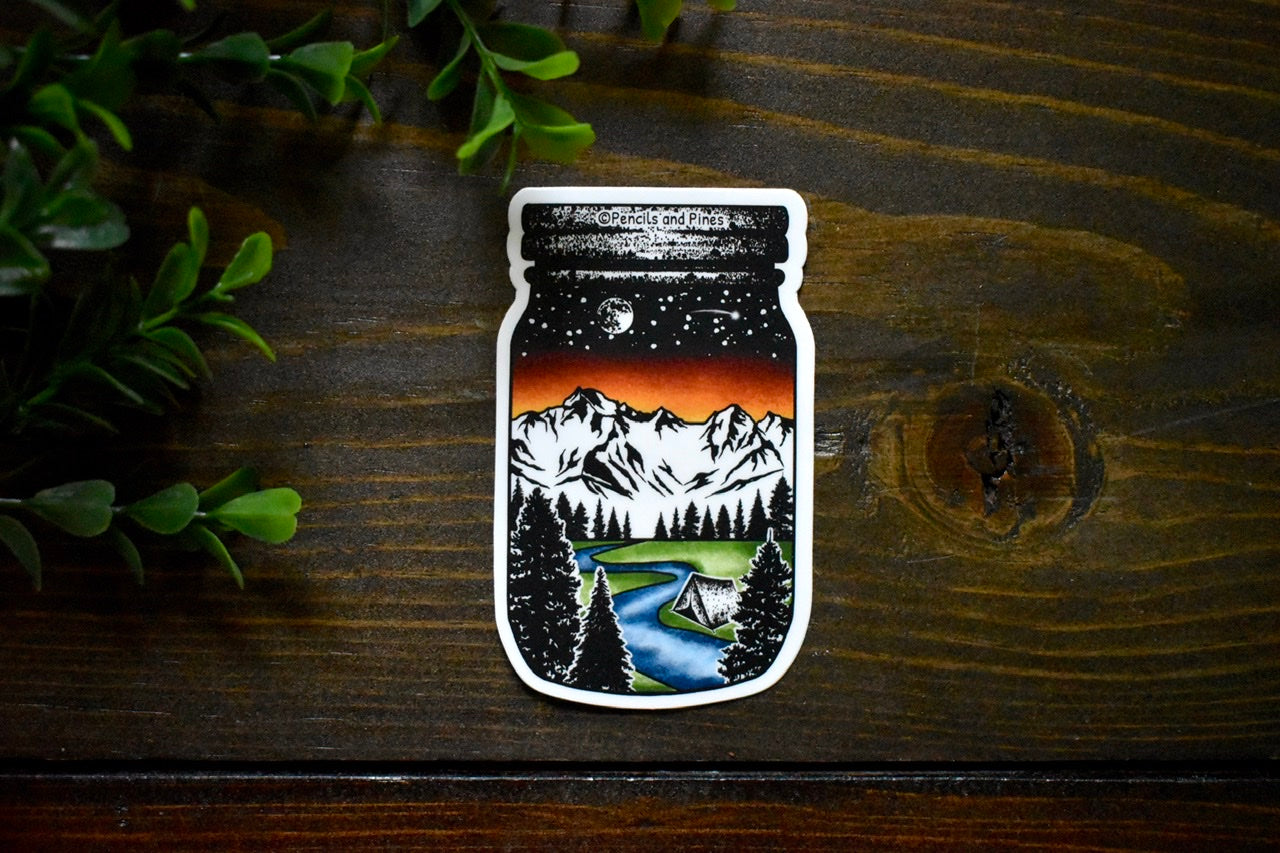 Mason Jar Night With Nature Sticker