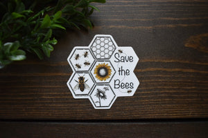 Save the Bees Honey Comb Sticker