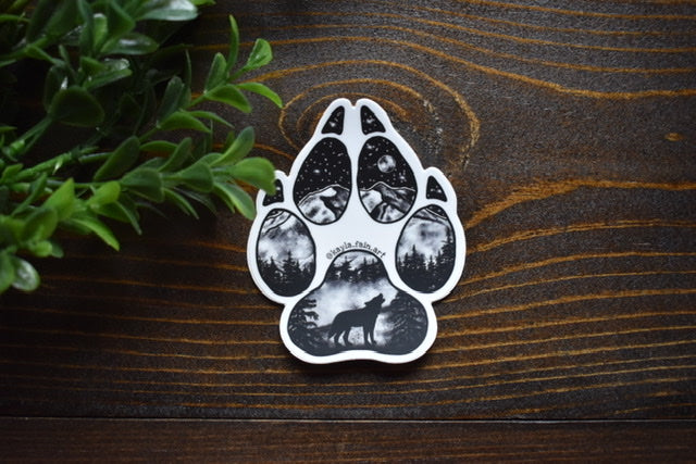 Wolf Paw Print Sticker