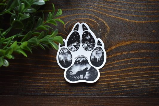 Wolf Paw Print Sticker